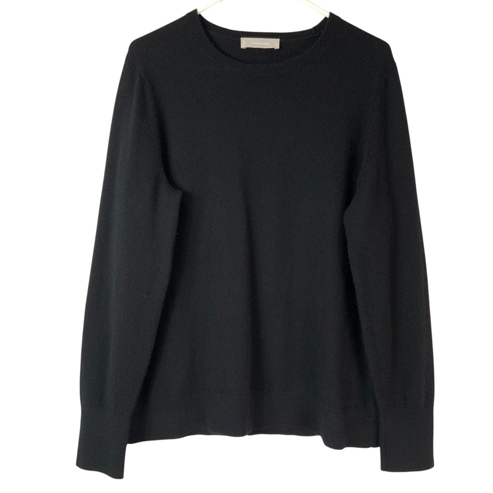 Everlane Black Cashmere Sweater XL Pullover Crew Neck Long Sleeve Ribbed Trim